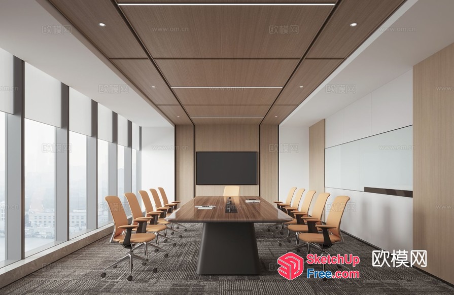 Modern Conference Room With Large Table And Chairs 3D SketchUp File
