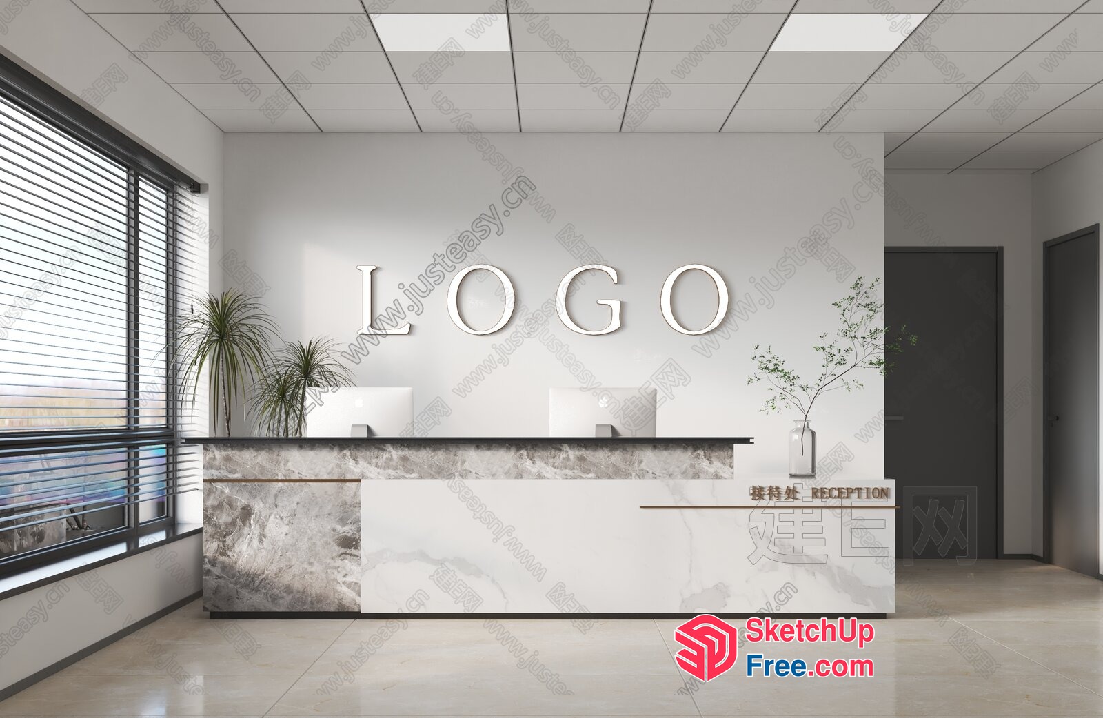 Elegant Modern Office Reception Area 3D SketchUp File