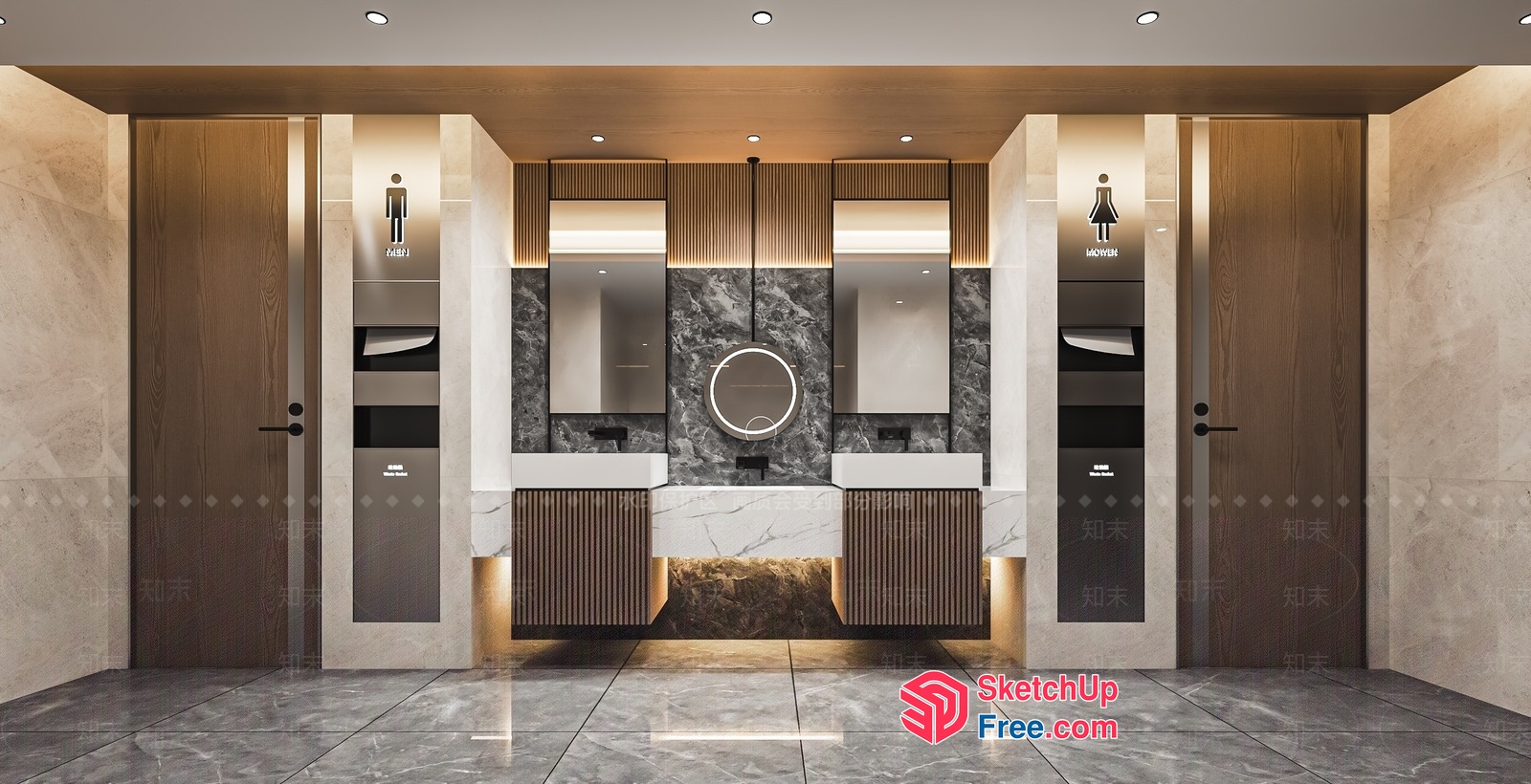 Modern And Sleek Public Restroom Facilities 3D SketchUp File