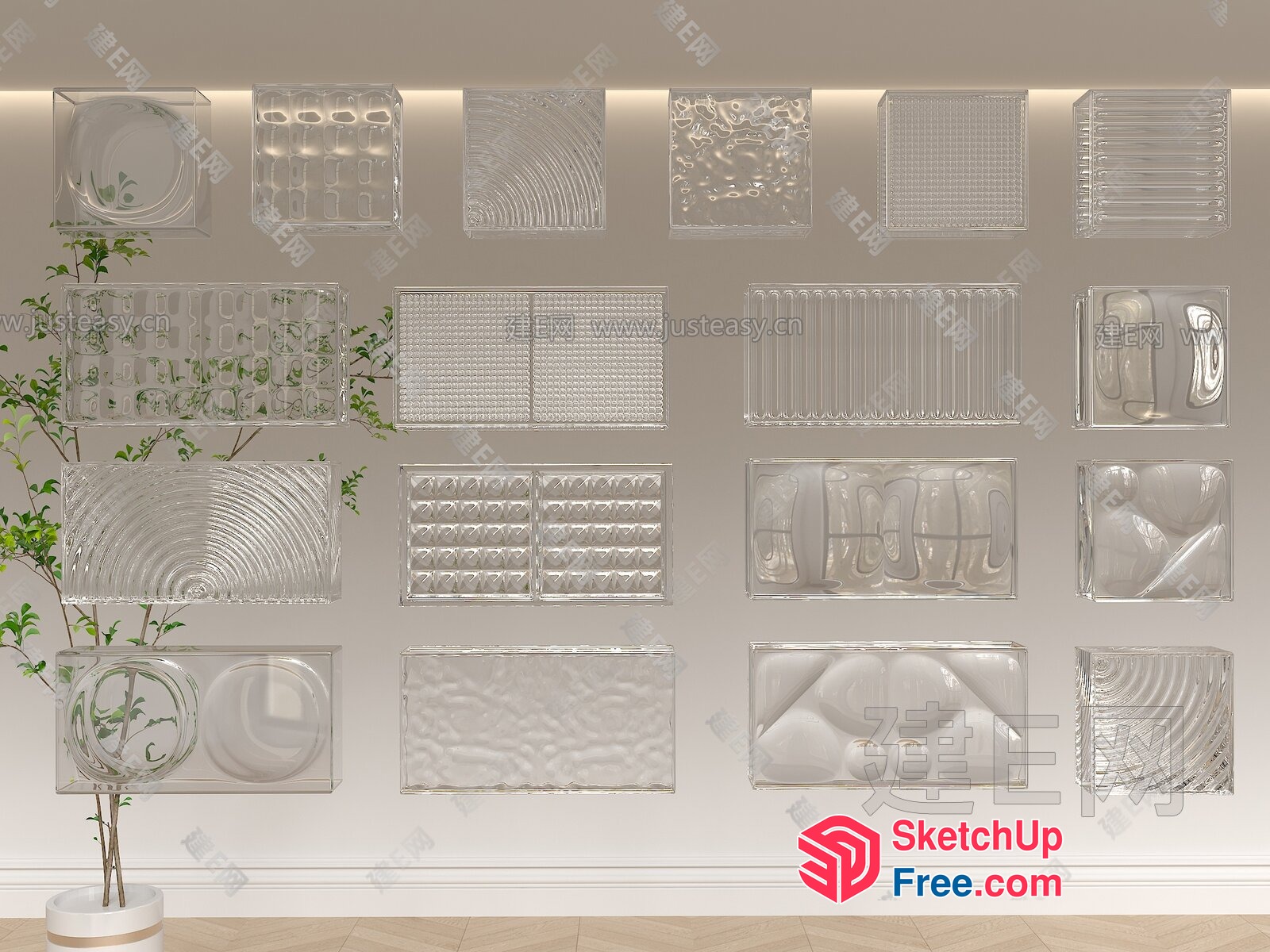 Glass Brick Wall Decor 3D SketchUp File