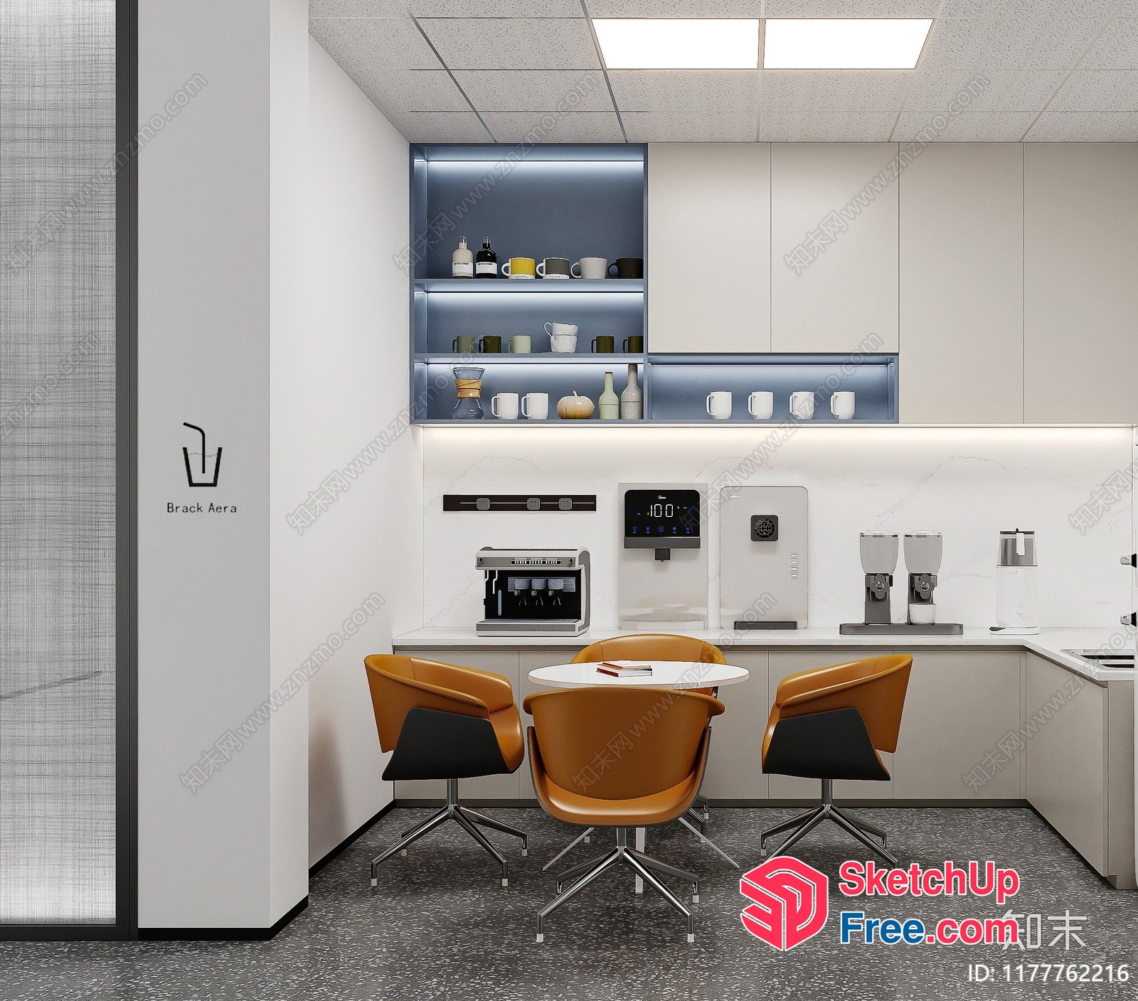 Modern Office Kitchenette With Sleek Furniture And Appliances 3D SketchUp File
