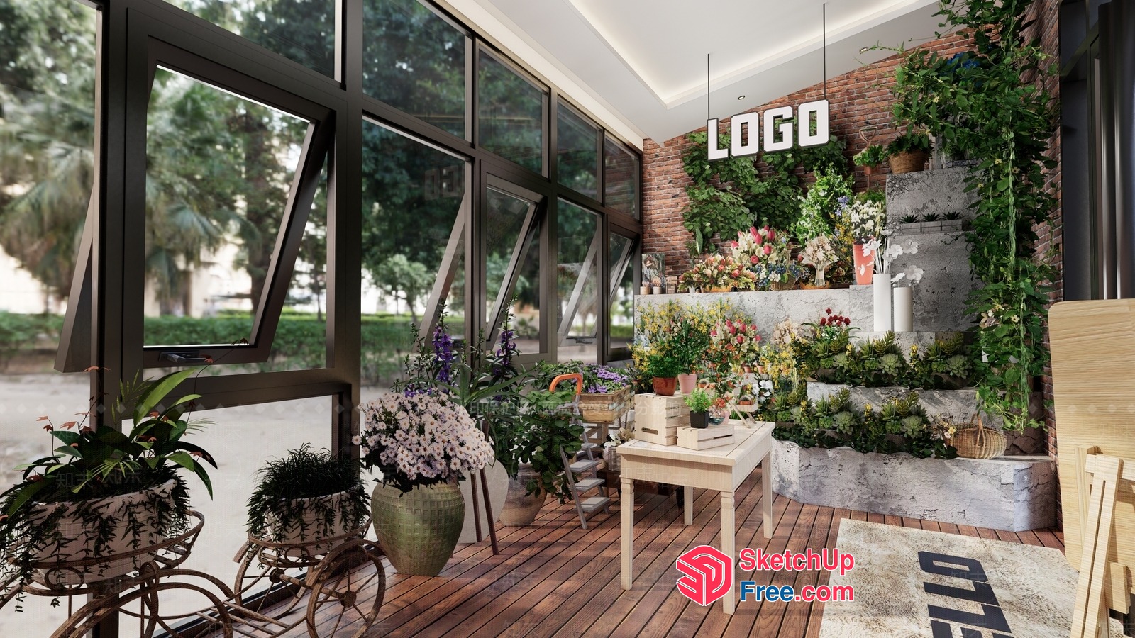 Elegant And Serene Flower Shop Interior 3D SketchUp File