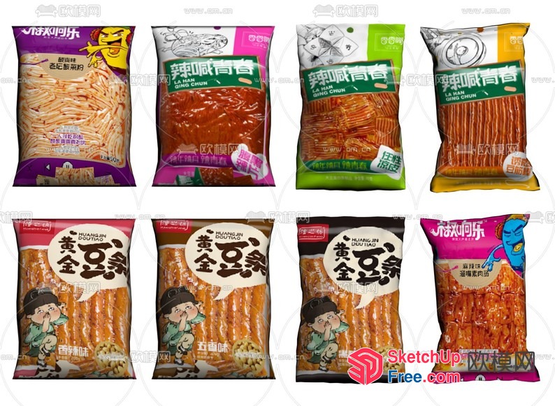 Chinese Snacks Packaging 3D SketchUp File