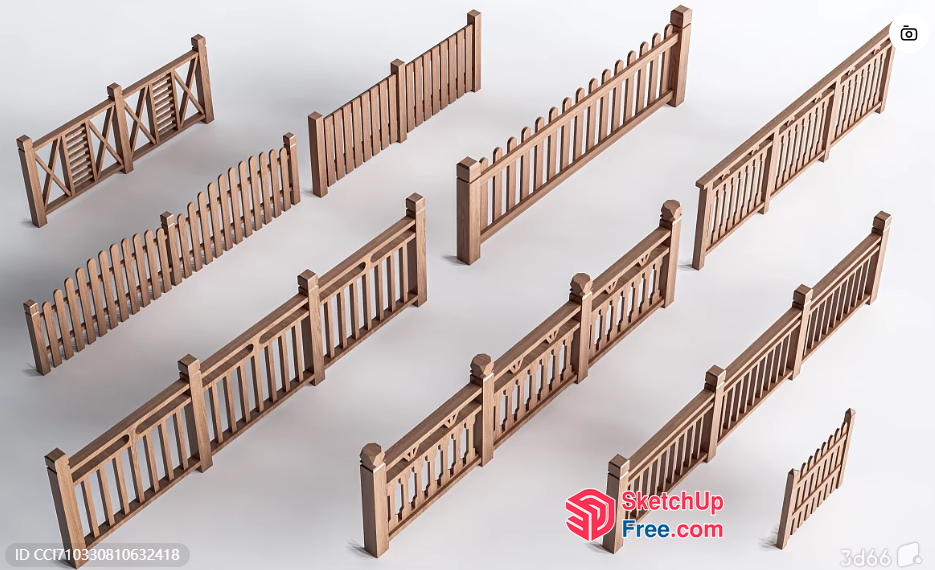 Decorative Wooden Fences 3D SketchUp File