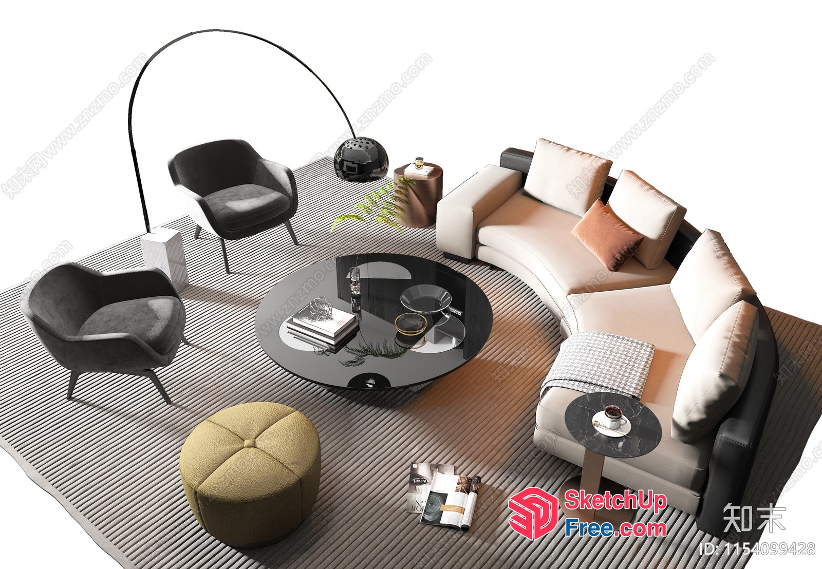 Modern Minimalist Living Room Furniture 3D SketchUp File
