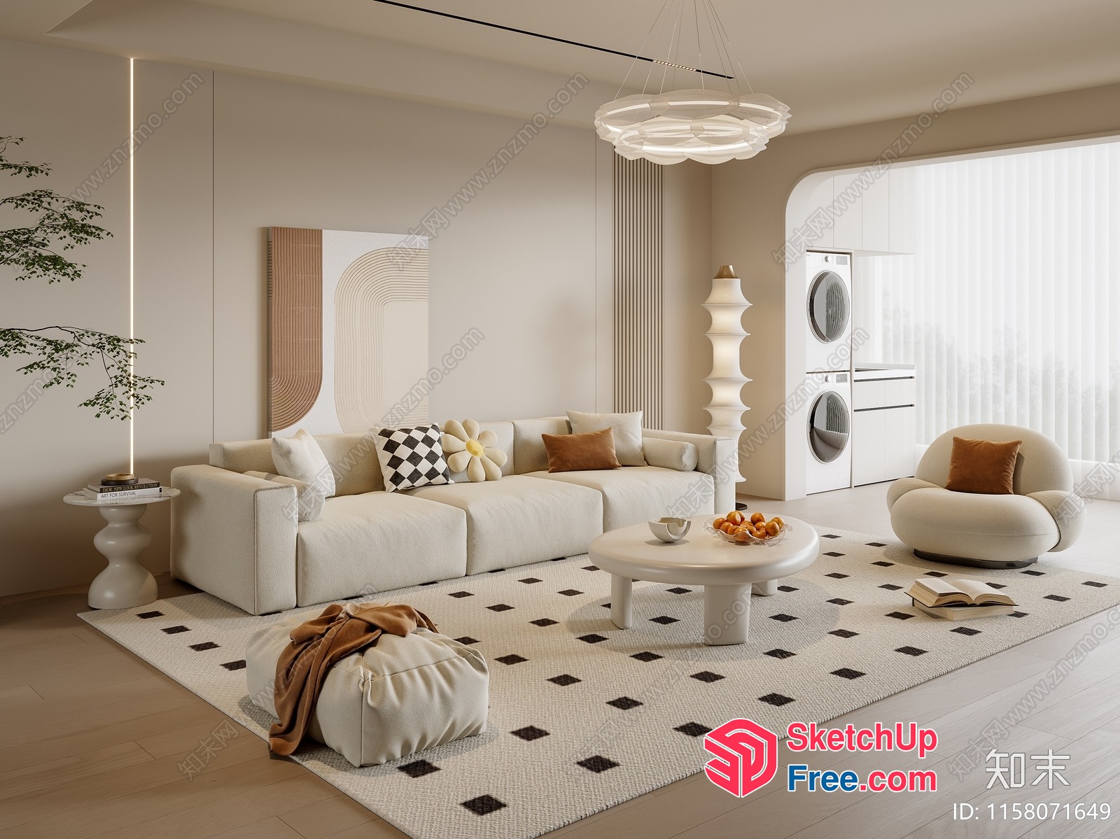 Minimalist Scandinavian Modern Living Room Decor 3D SketchUp File