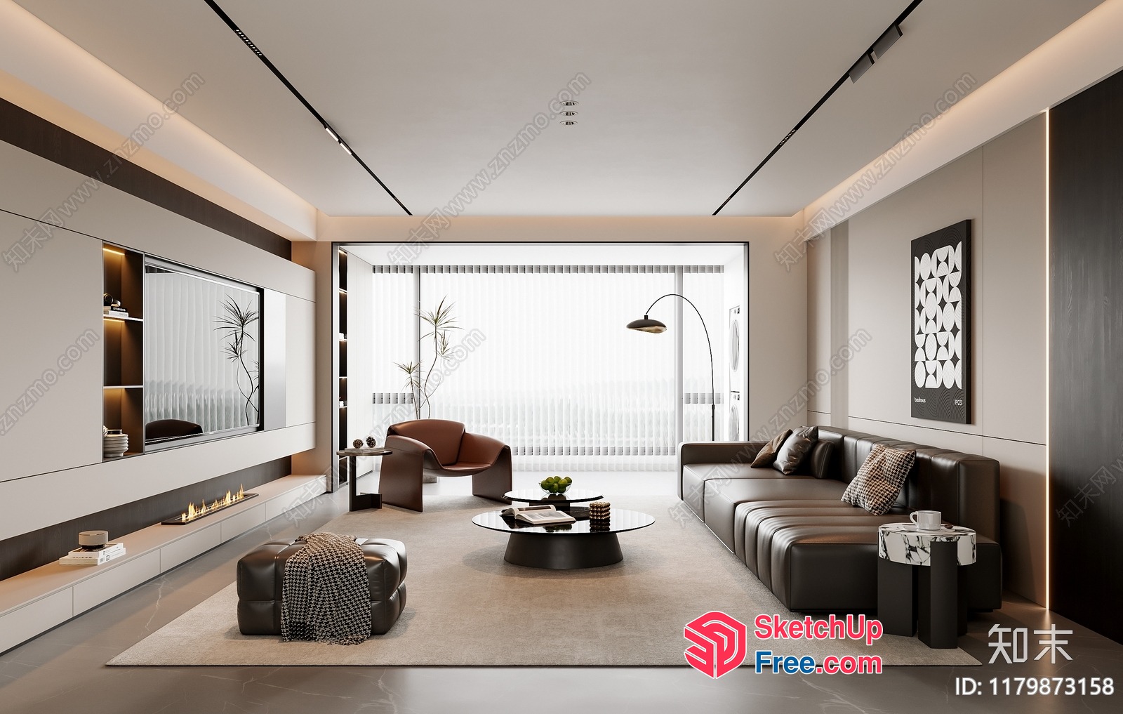 Modern Living Room With Sleek Furniture And Natural Light 3D SketchUp File