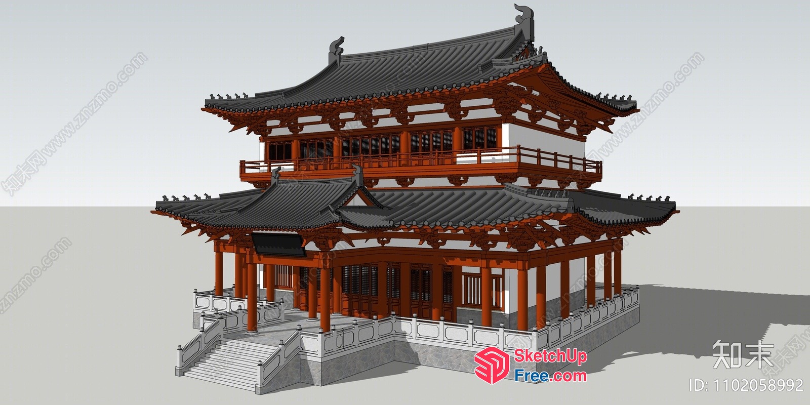 Traditional Chinese Temple Building 3D SketchUp File