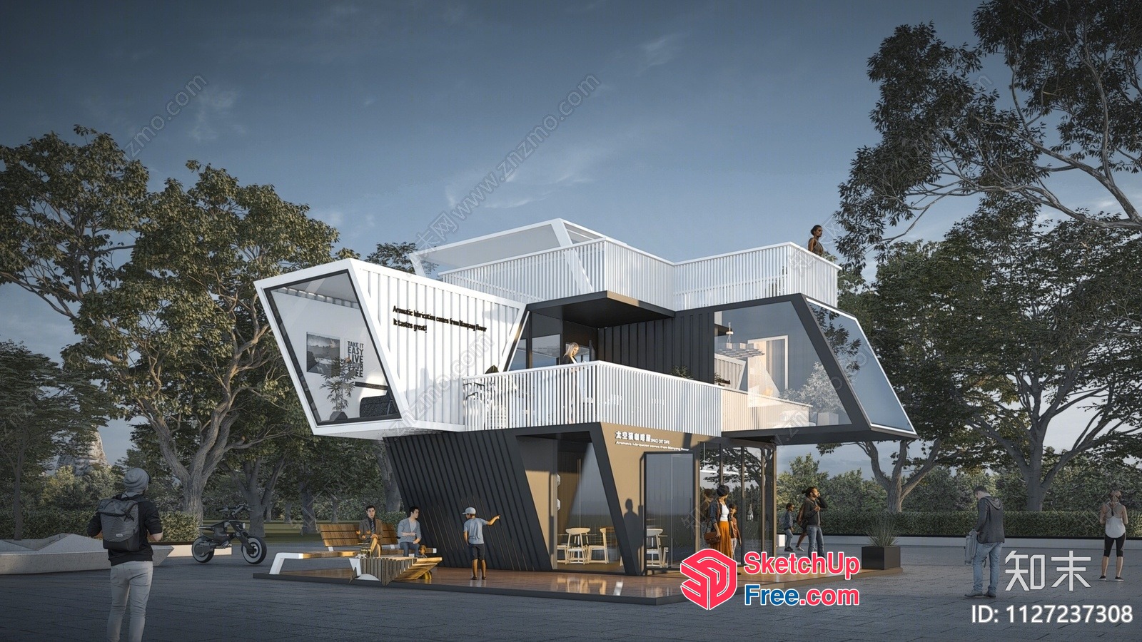 Modern Futuristic Building With Unique Architecture 3D SketchUp File