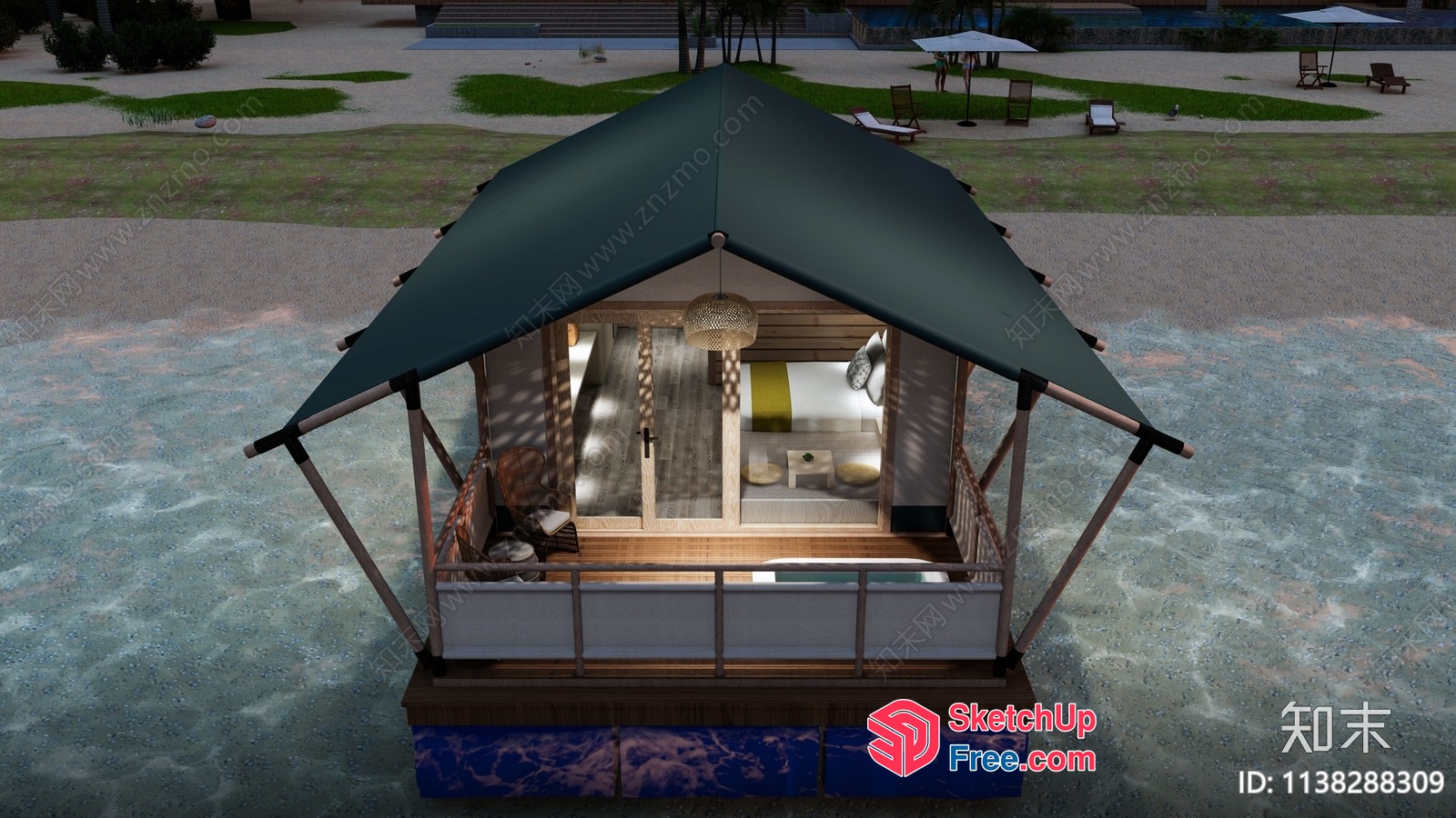 Waterfront Villa With Spacious Deck And Modern Decor 3D SketchUp File