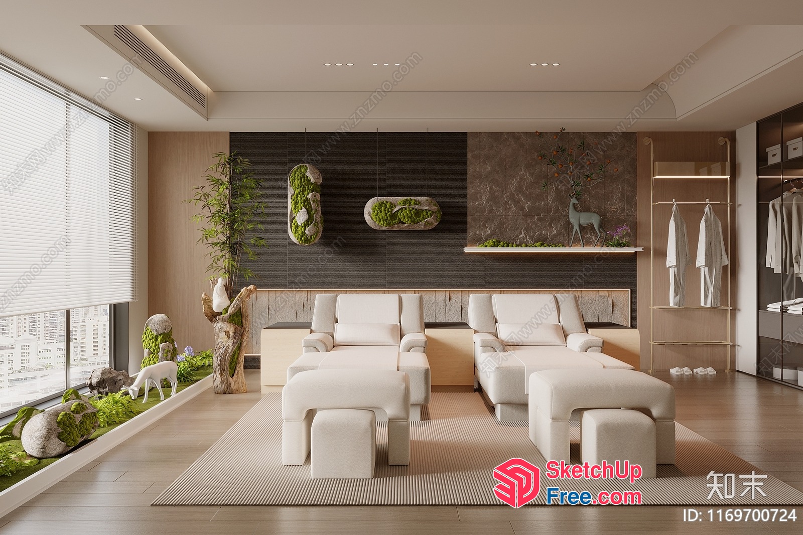 Modern Minimalist Living Room Interior With Natural Elements 3D SketchUp File