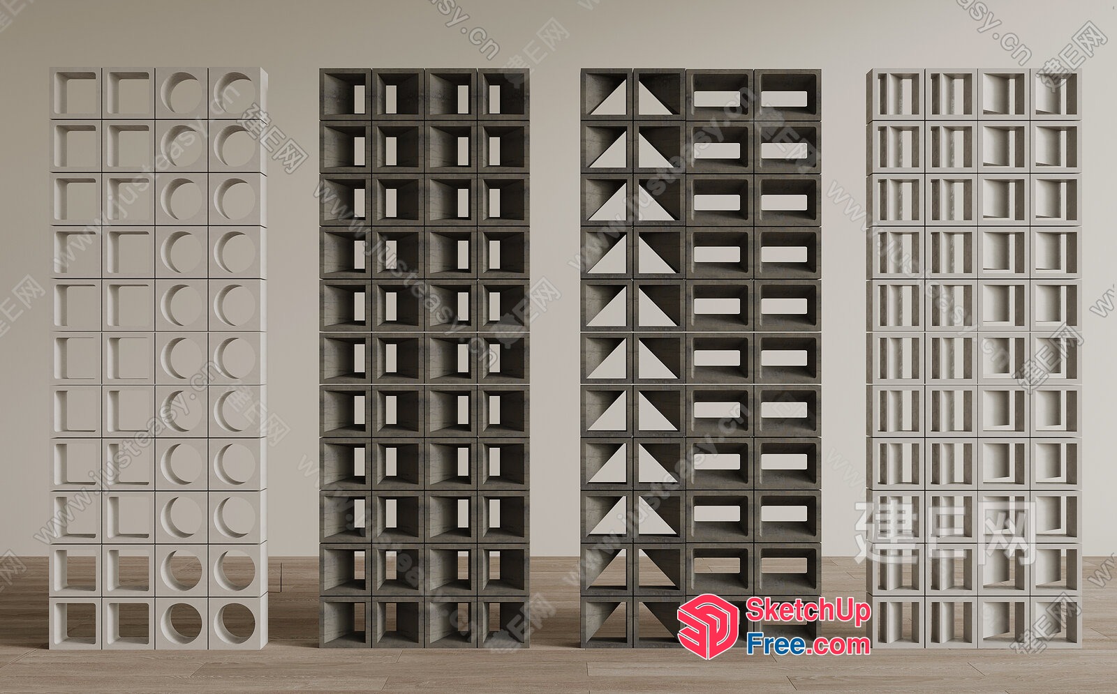 Tall Cubed Shelving Units 3D SketchUp File