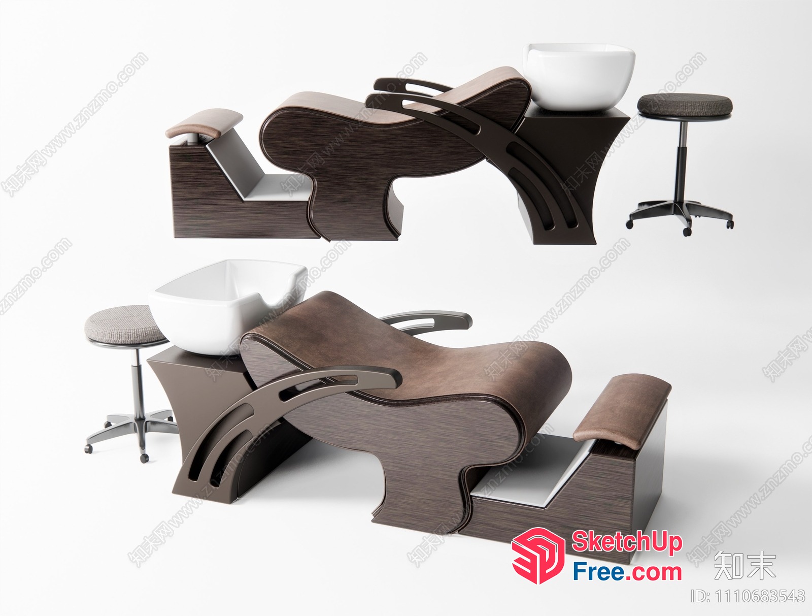 Modern Spa Pedicure Station With Foot Washing Sink 3D SketchUp File