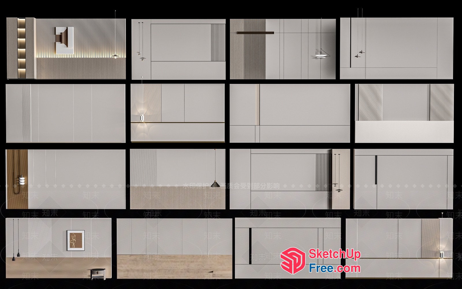 Modern Minimalist Interior Design Elements 3D SketchUp File