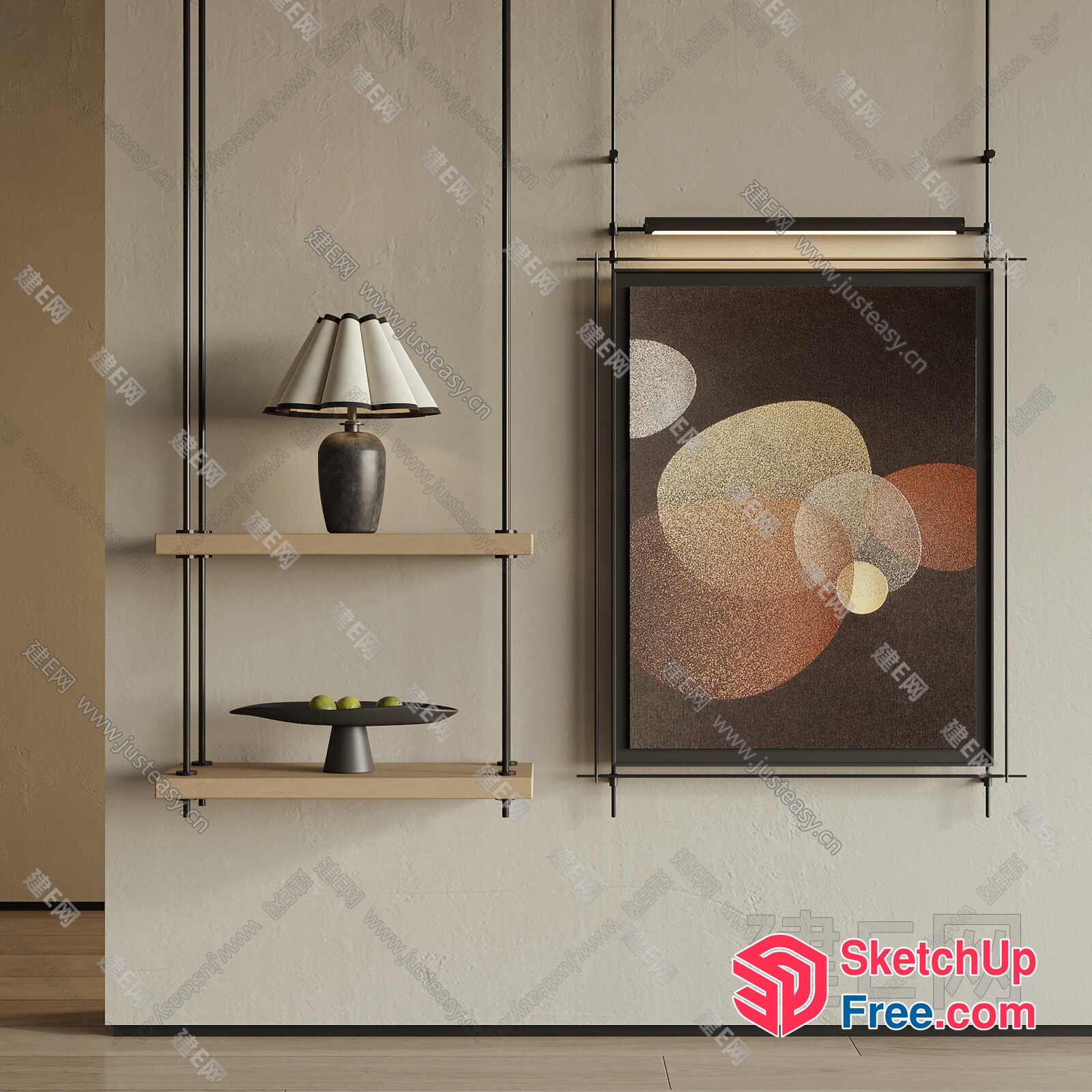 Modern Minimalist Shelf And Wall Art 3D SketchUp File