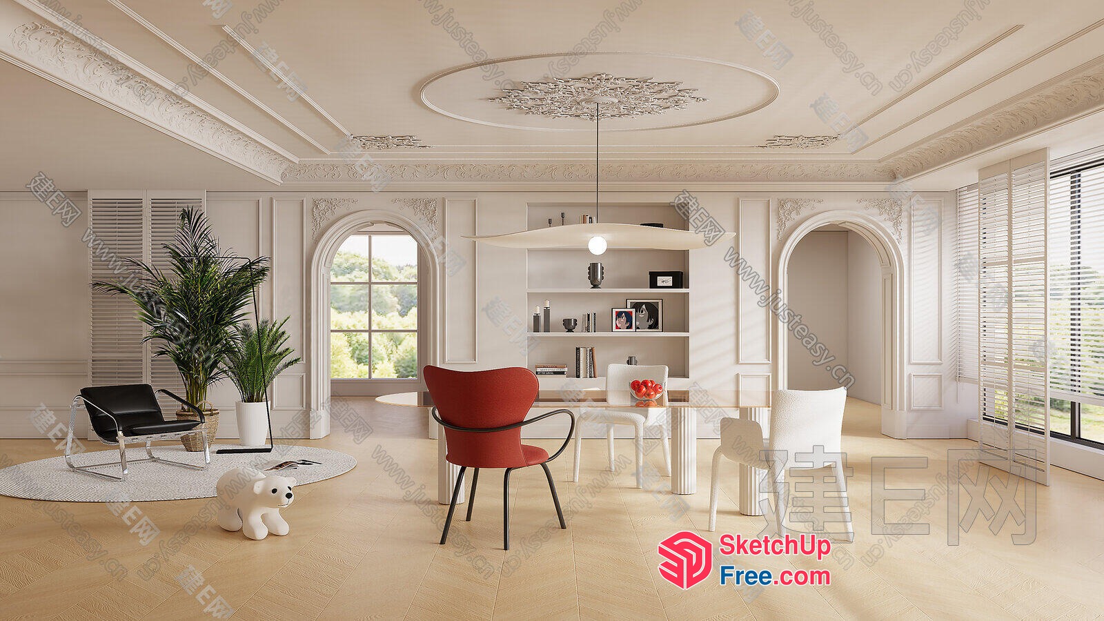 Elegant And Sophisticated White Interior Design 3D SketchUp File