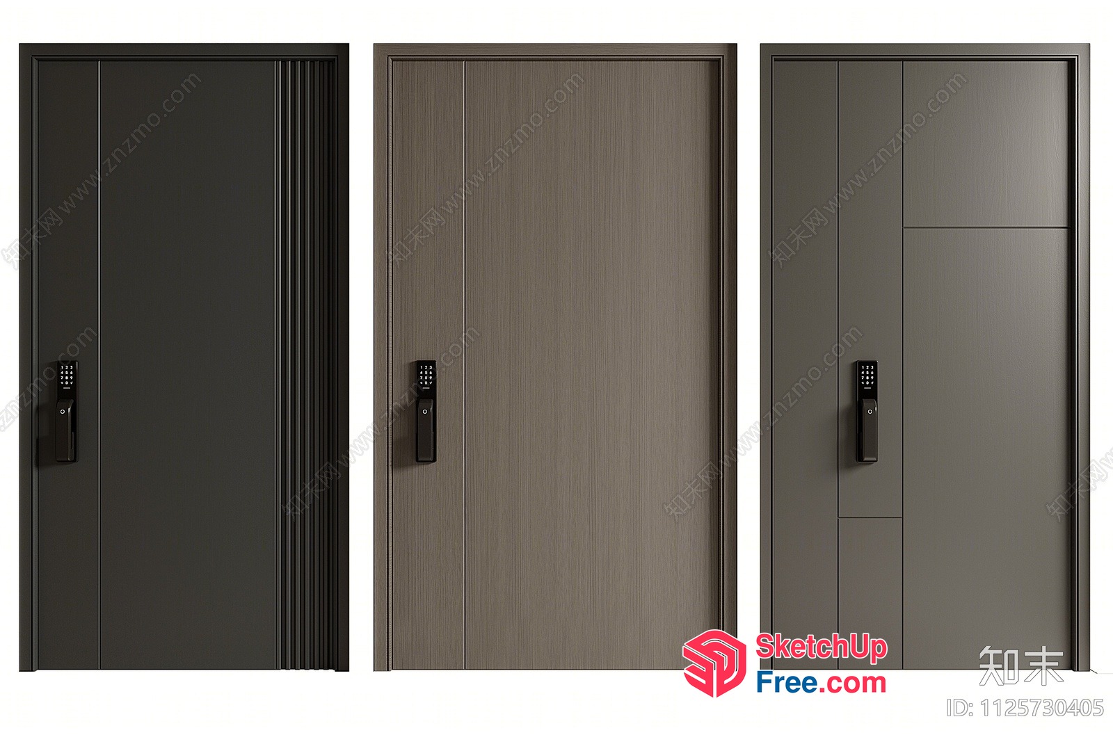 Three Elevator Doors With Keypads 3D SketchUp File