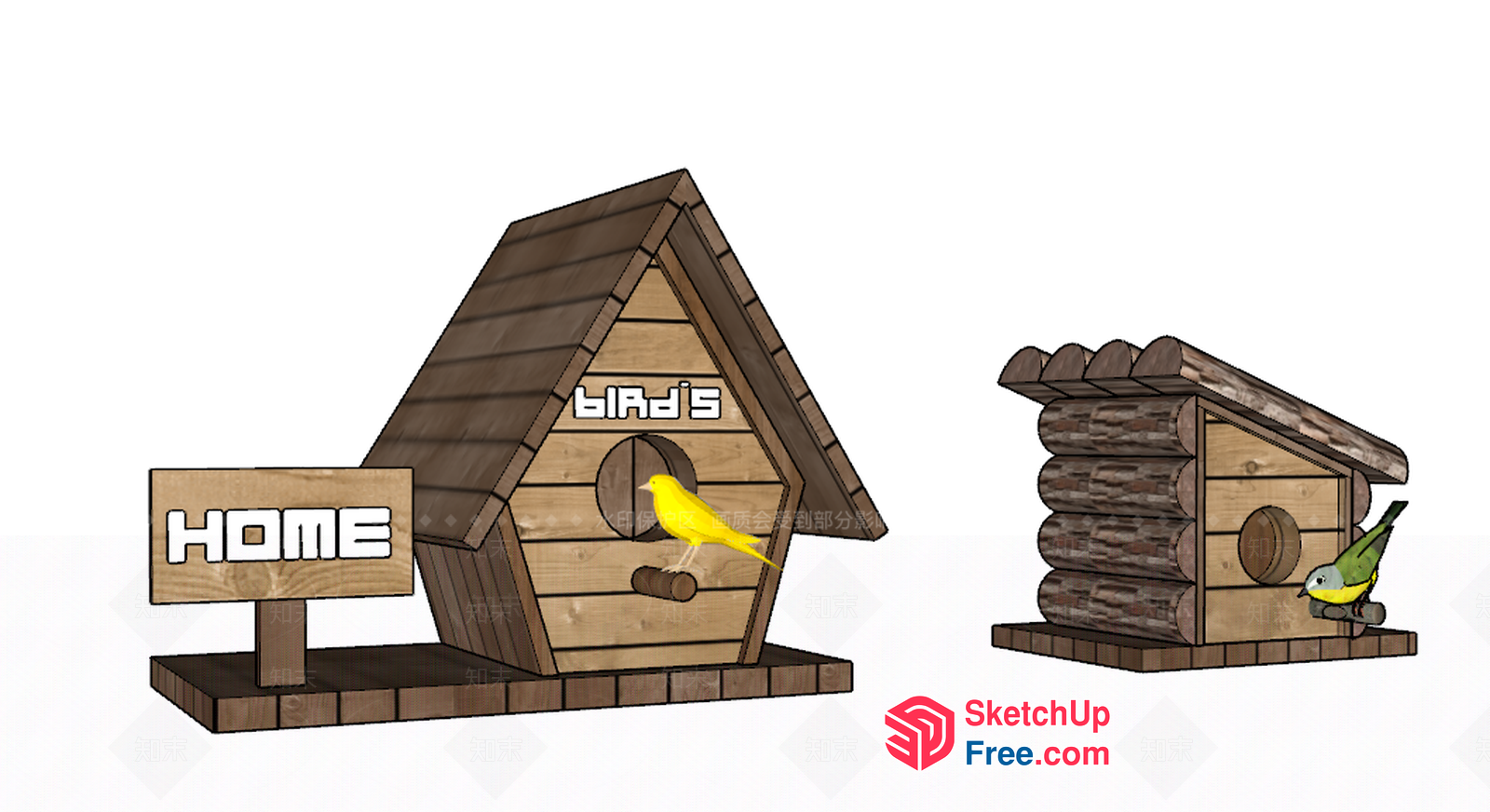 Birdhouse With A Sign And A Roof 3D SketchUp File