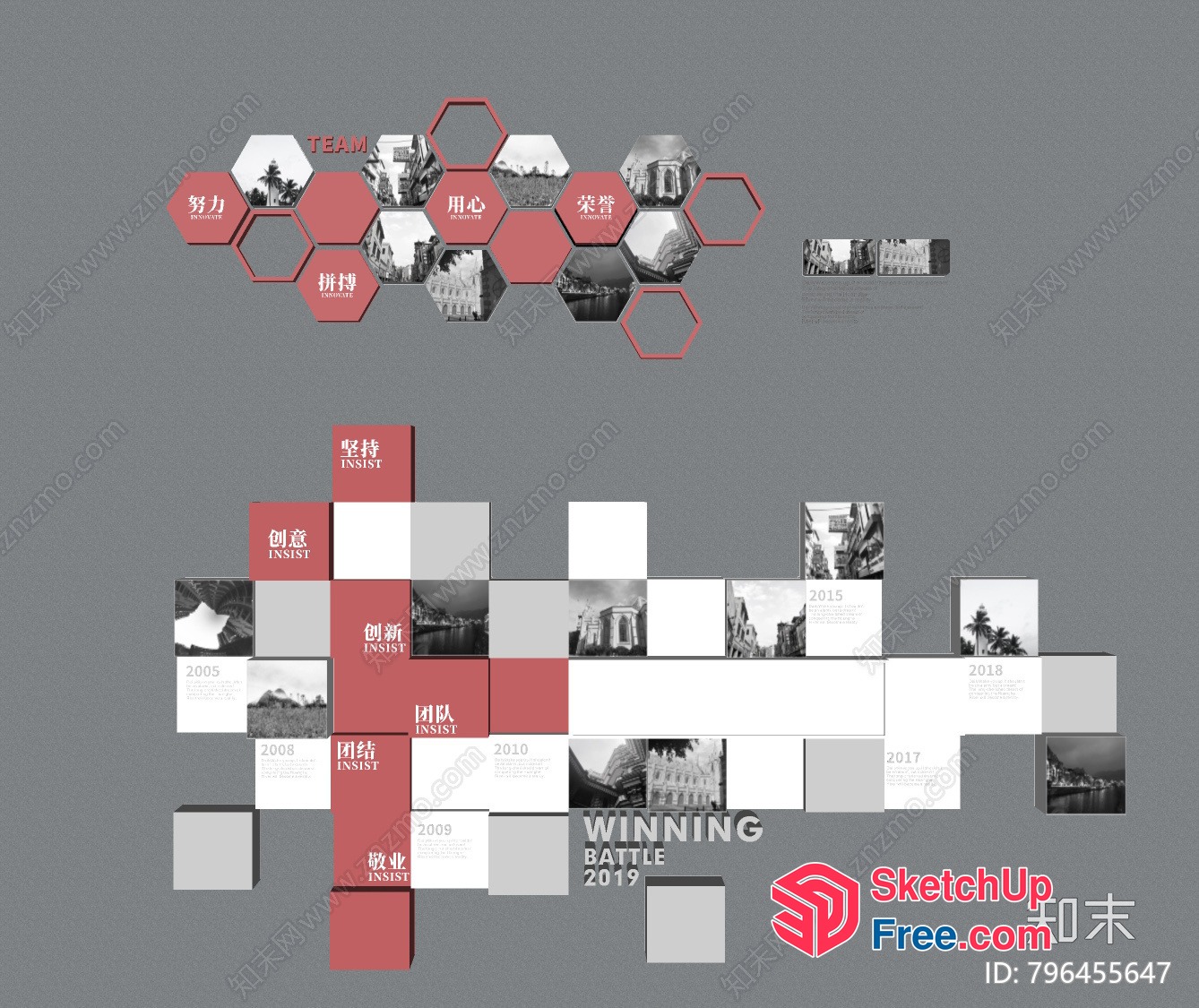 A 3D Collage Of Buildings And Landscapes 3D SketchUp File
