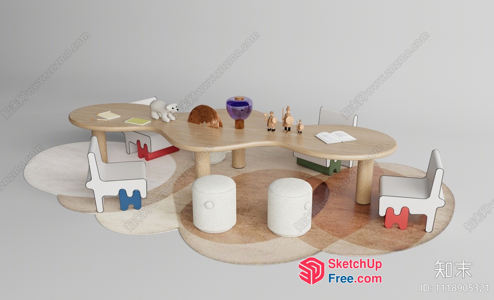 Modern Minimalist Cloud-Shaped Furniture Collection 3D SketchUp File