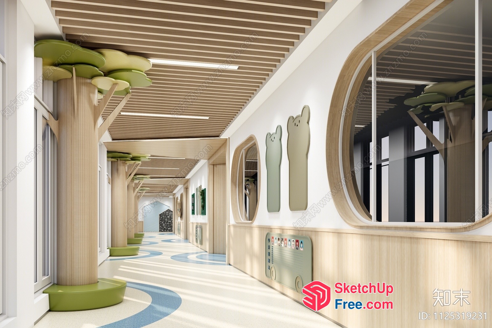 Modern Woodland Playroom Interior 3D SketchUp File