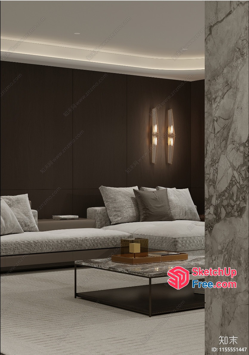 Modern Minimalist Living Room Interior Design 3D SketchUp File