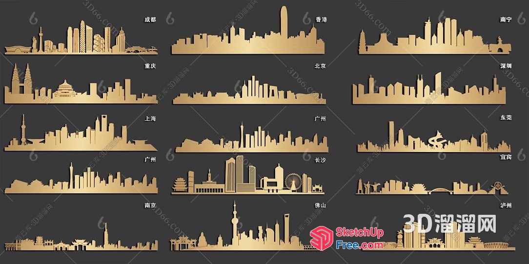 City Skyline Collage 3D SketchUp File