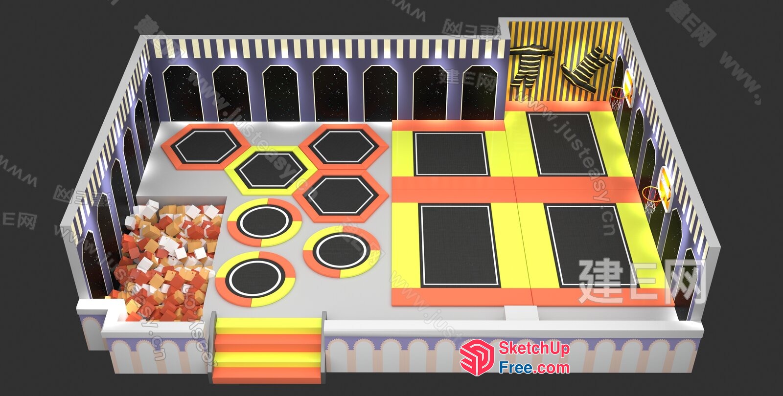 Trampoline Park Interior 3D SketchUp File