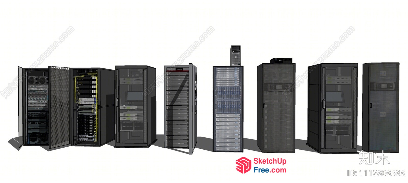 Server Room Interior With Racks And Cabinets 3D SketchUp File