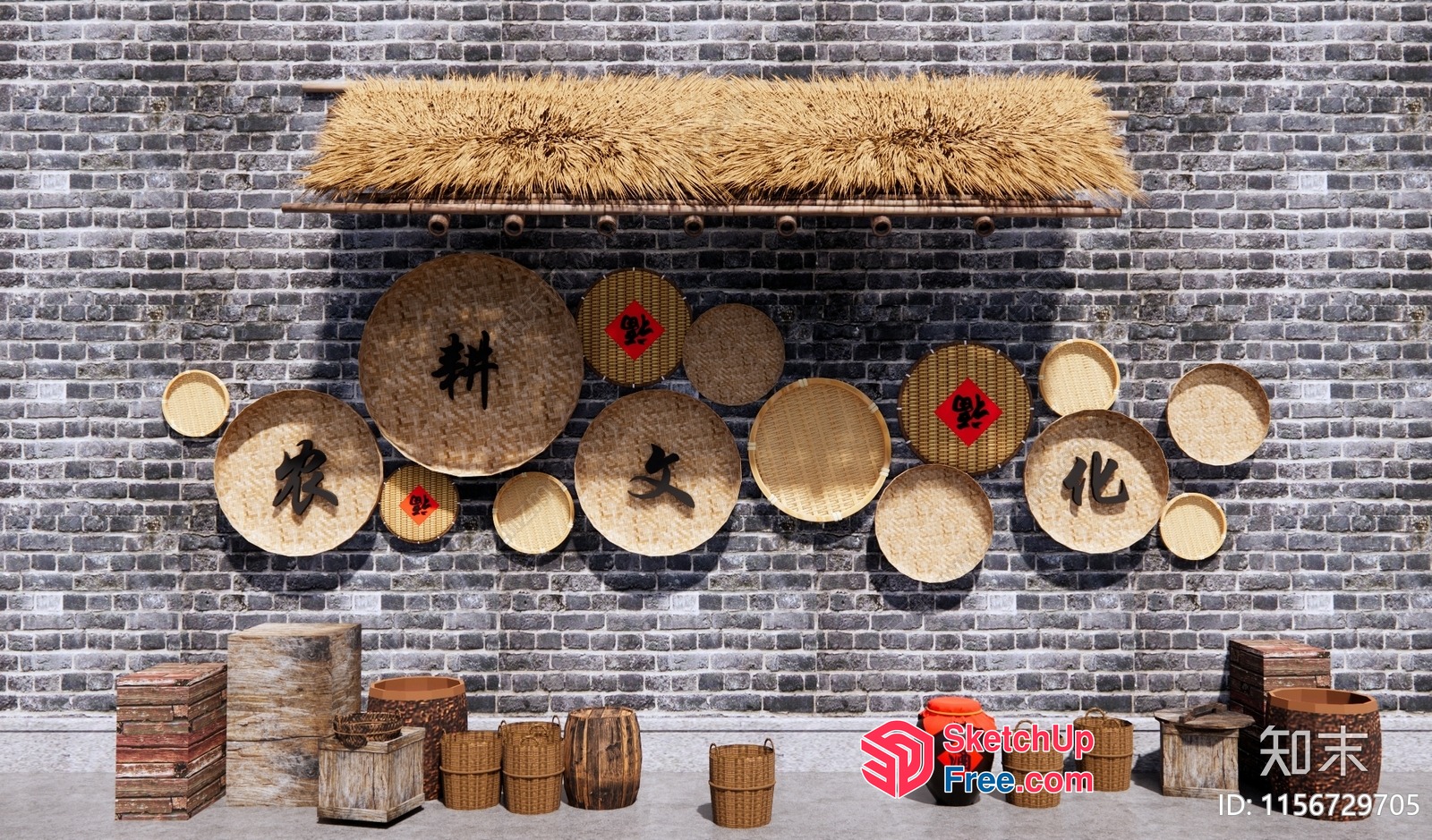Traditional Asian Market Scene 3D SketchUp File