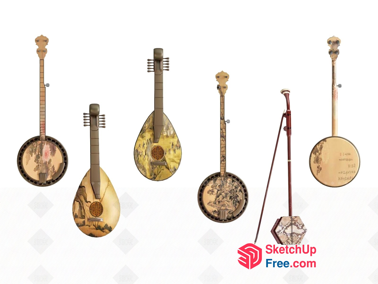 Traditional Asian Musical Instruments Collection 3D SketchUp File