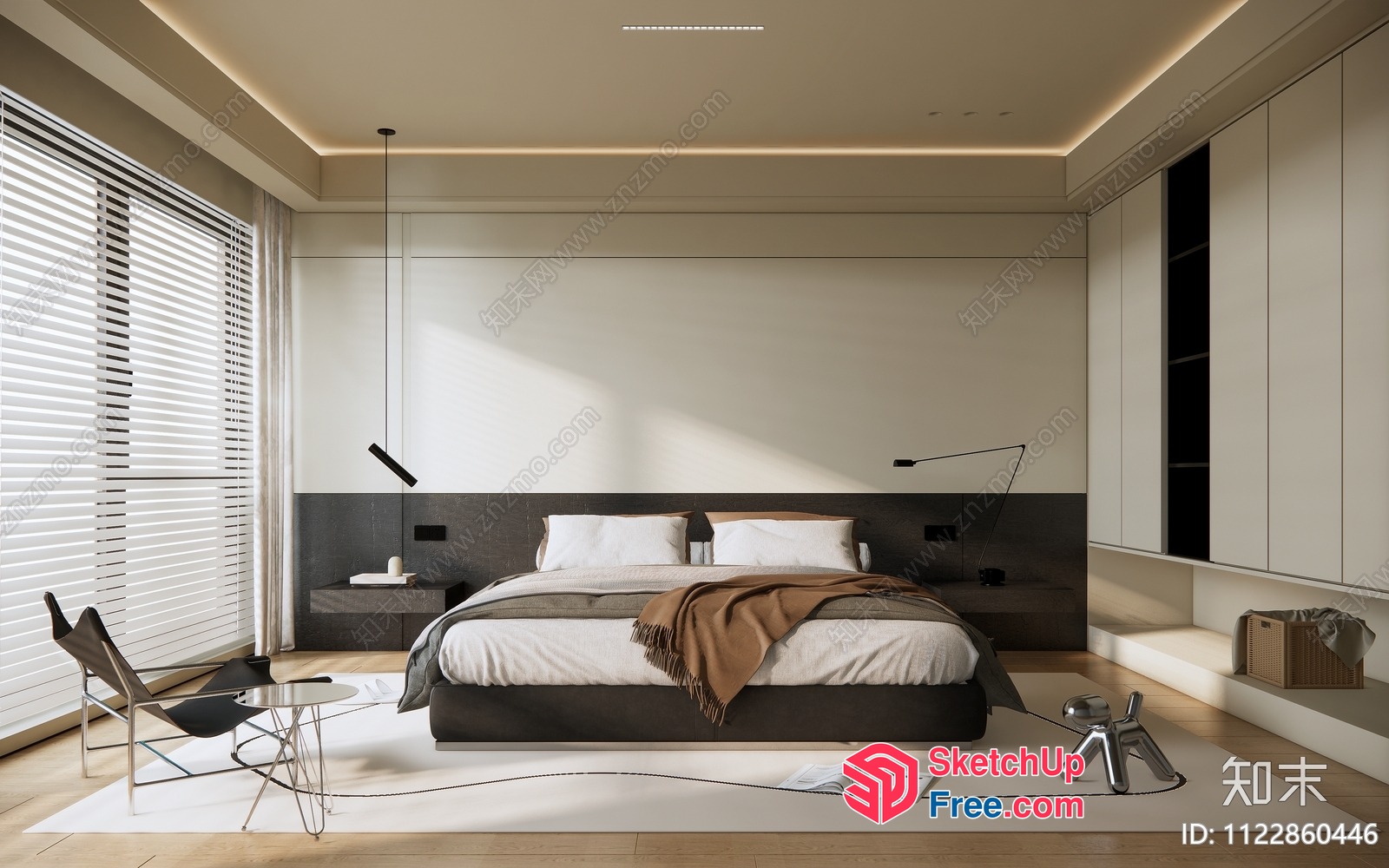 Modern Minimalist Bedroom With Sleek Furniture And Natural Light 3D SketchUp File