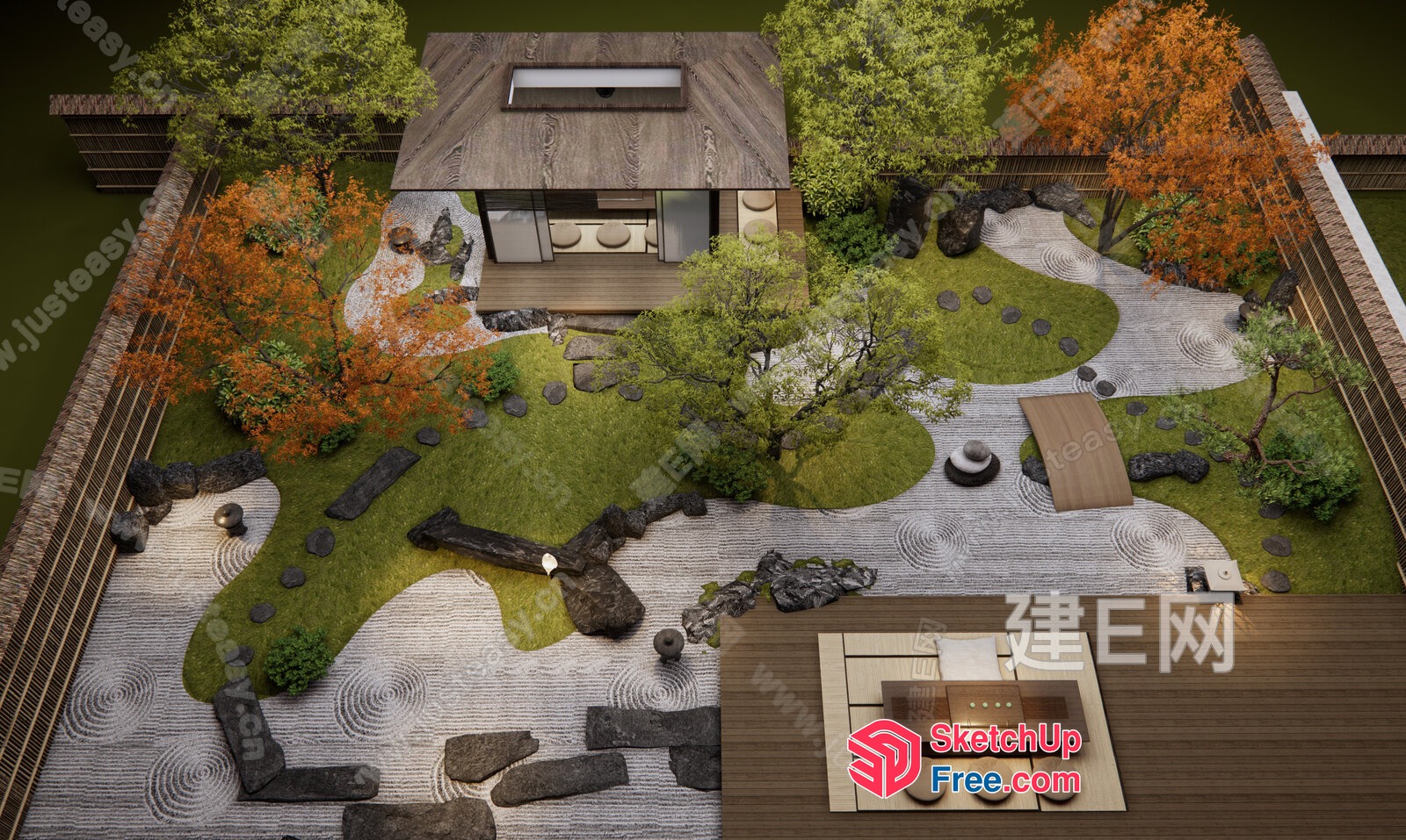 Japanese Inspired Zen Garden 3D SketchUp File