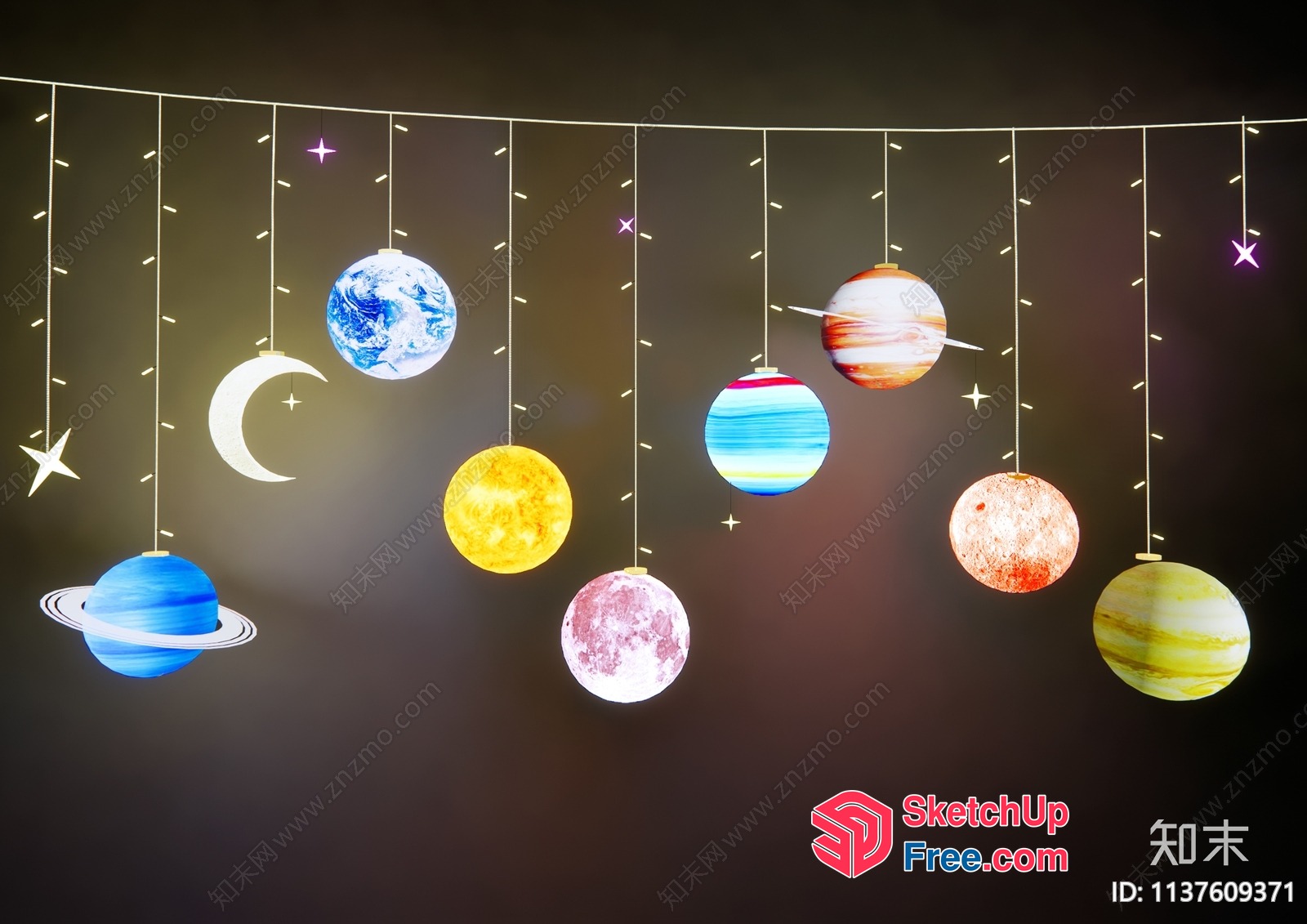 Celestial Bodies Hanging Decor 3D SketchUp File