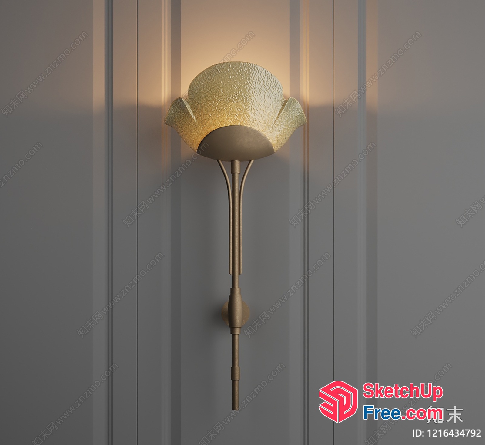 Elegant Gold Flower-Shaped Light Fixture 3D SketchUp File