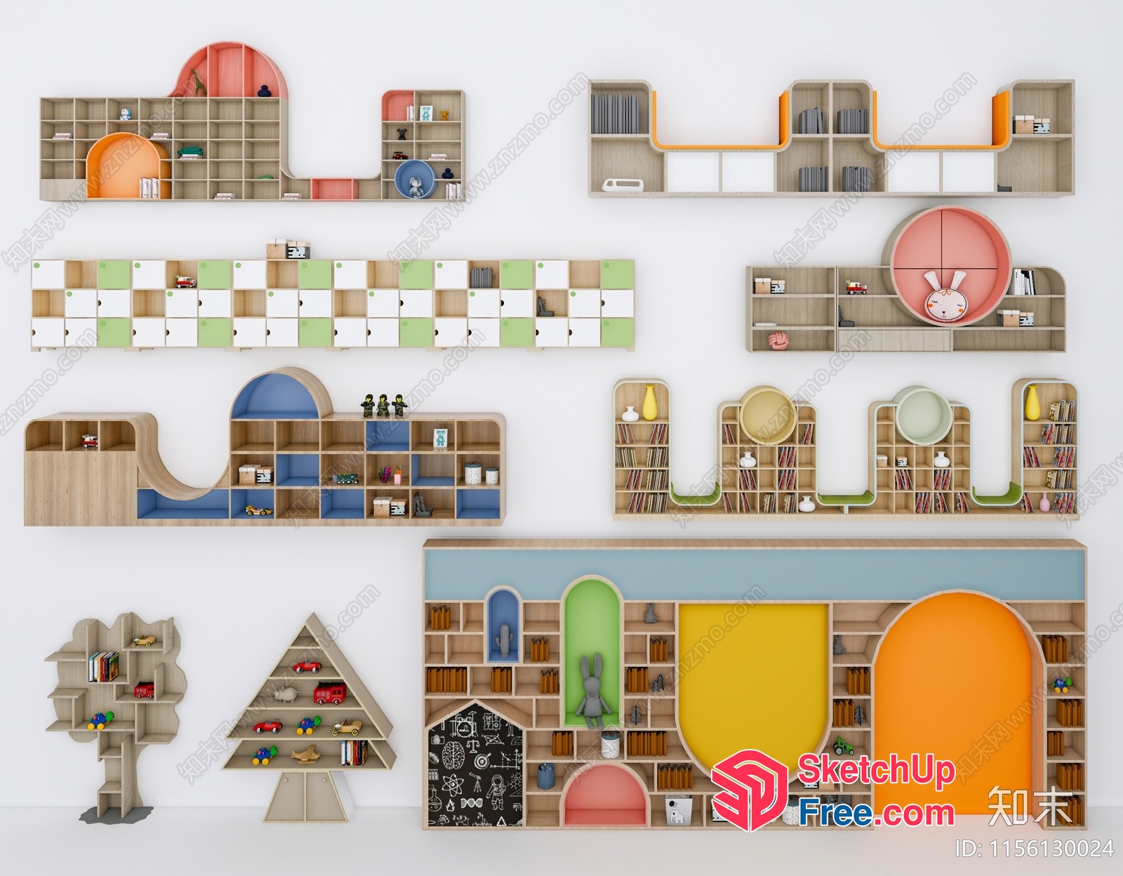 Colorful Shelving Units For Kids' Rooms 3D SketchUp File