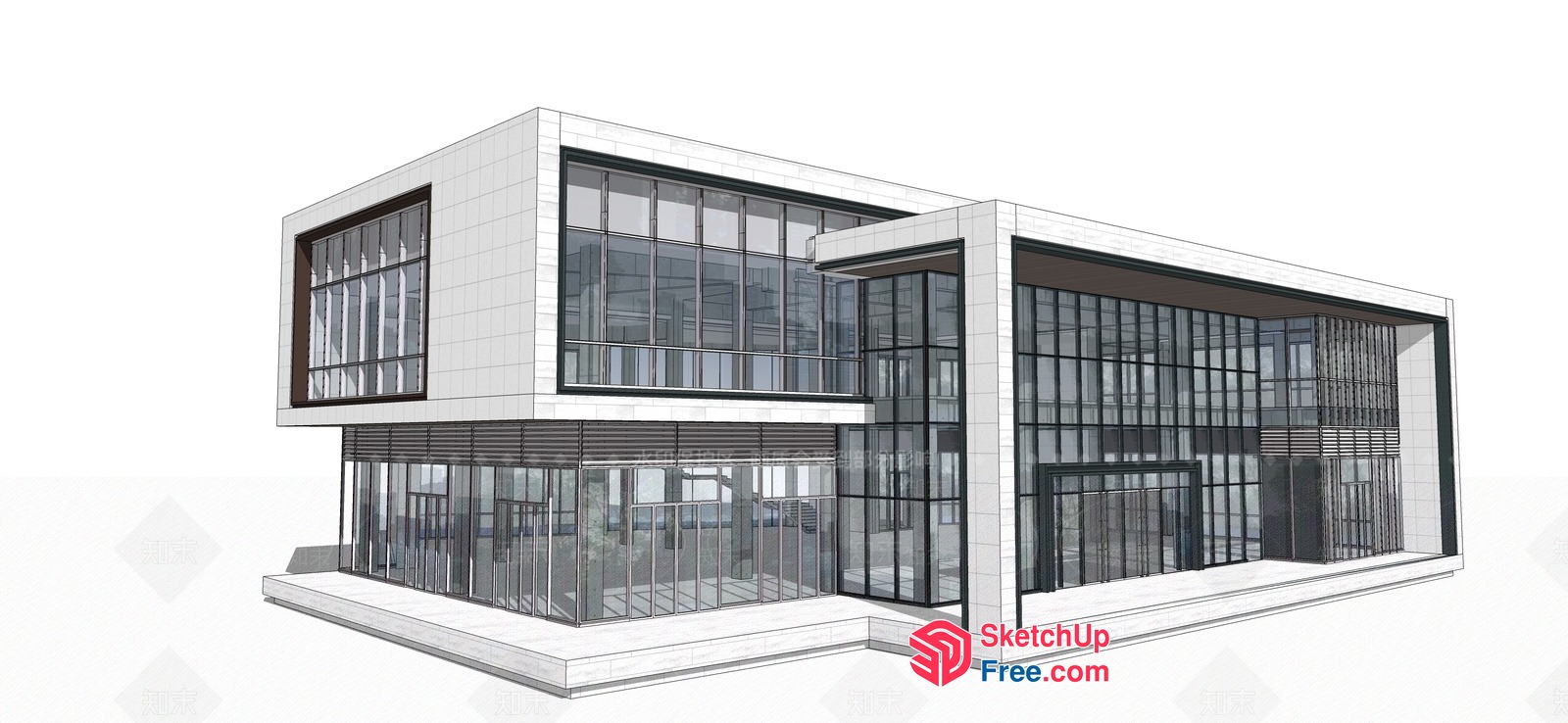 Modern Glass House Design 3D SketchUp File