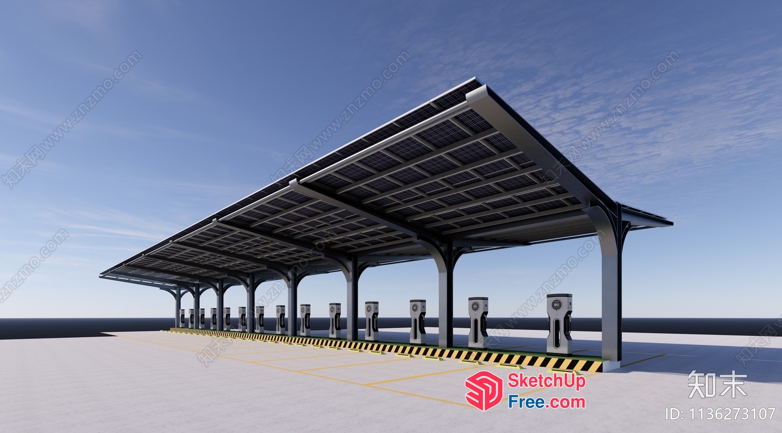 Solar-Powered Car Charging Station 3D SketchUp File