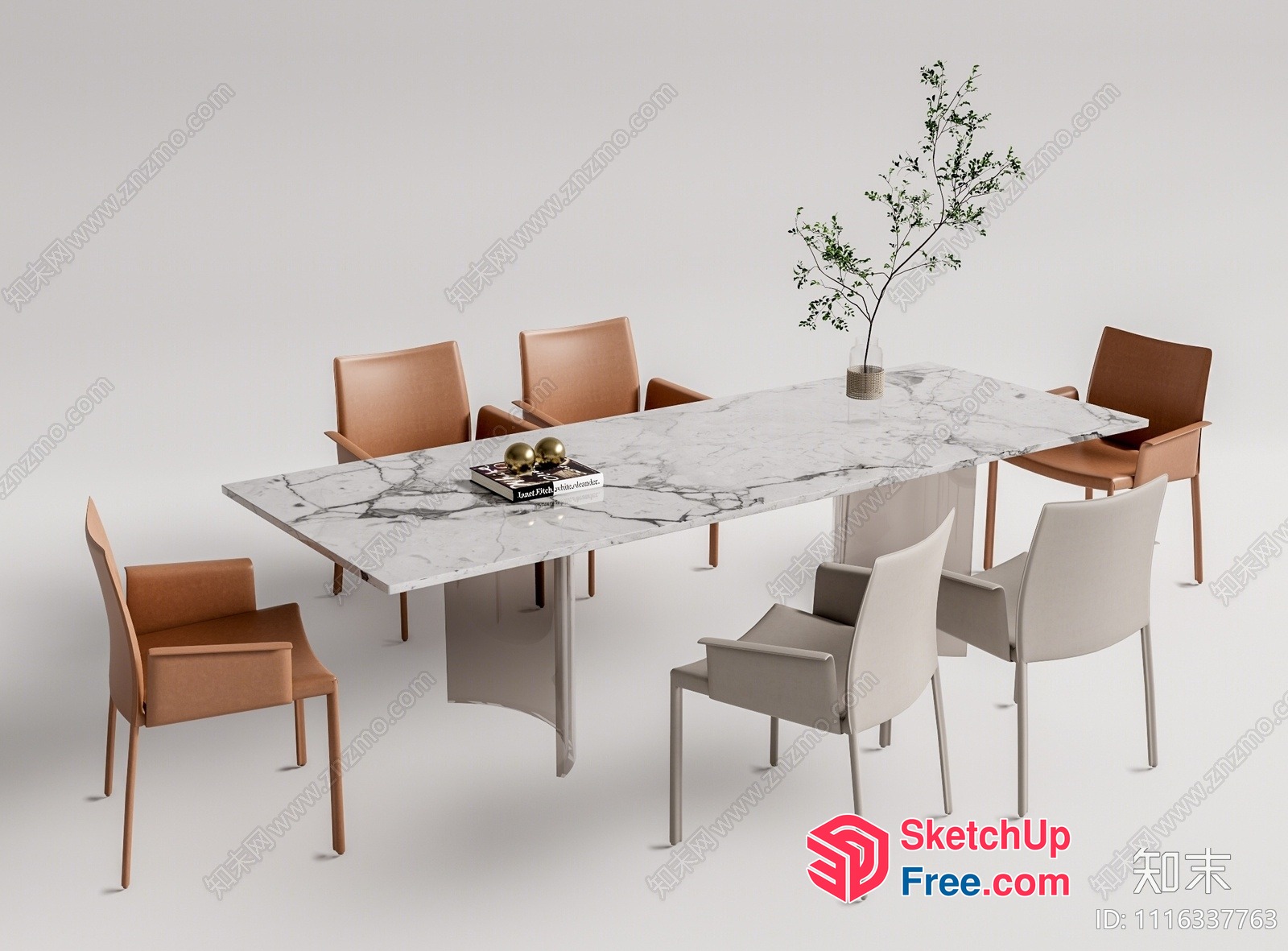 Minimalist Modern Dining Table Set 3D SketchUp File