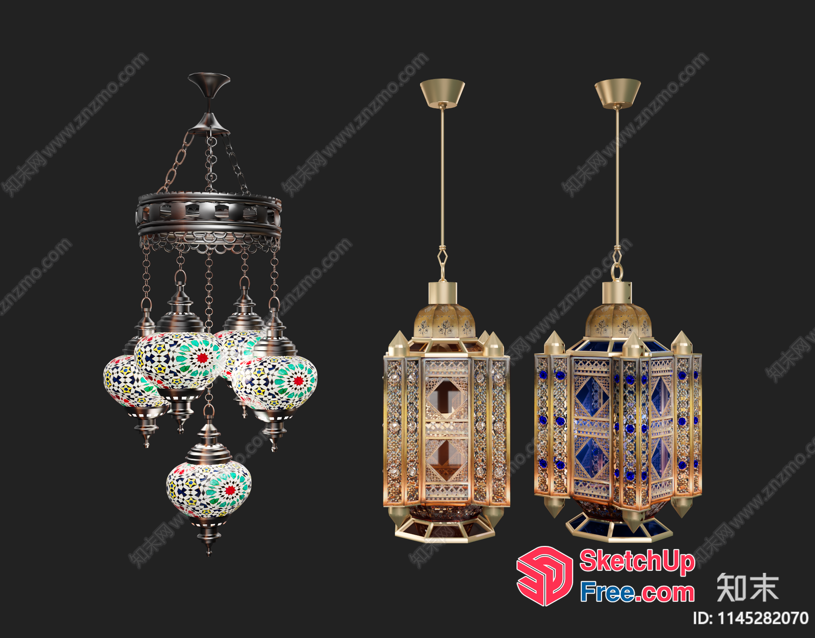 Exquisite Ornate Hanging Lamps 3D SketchUp File