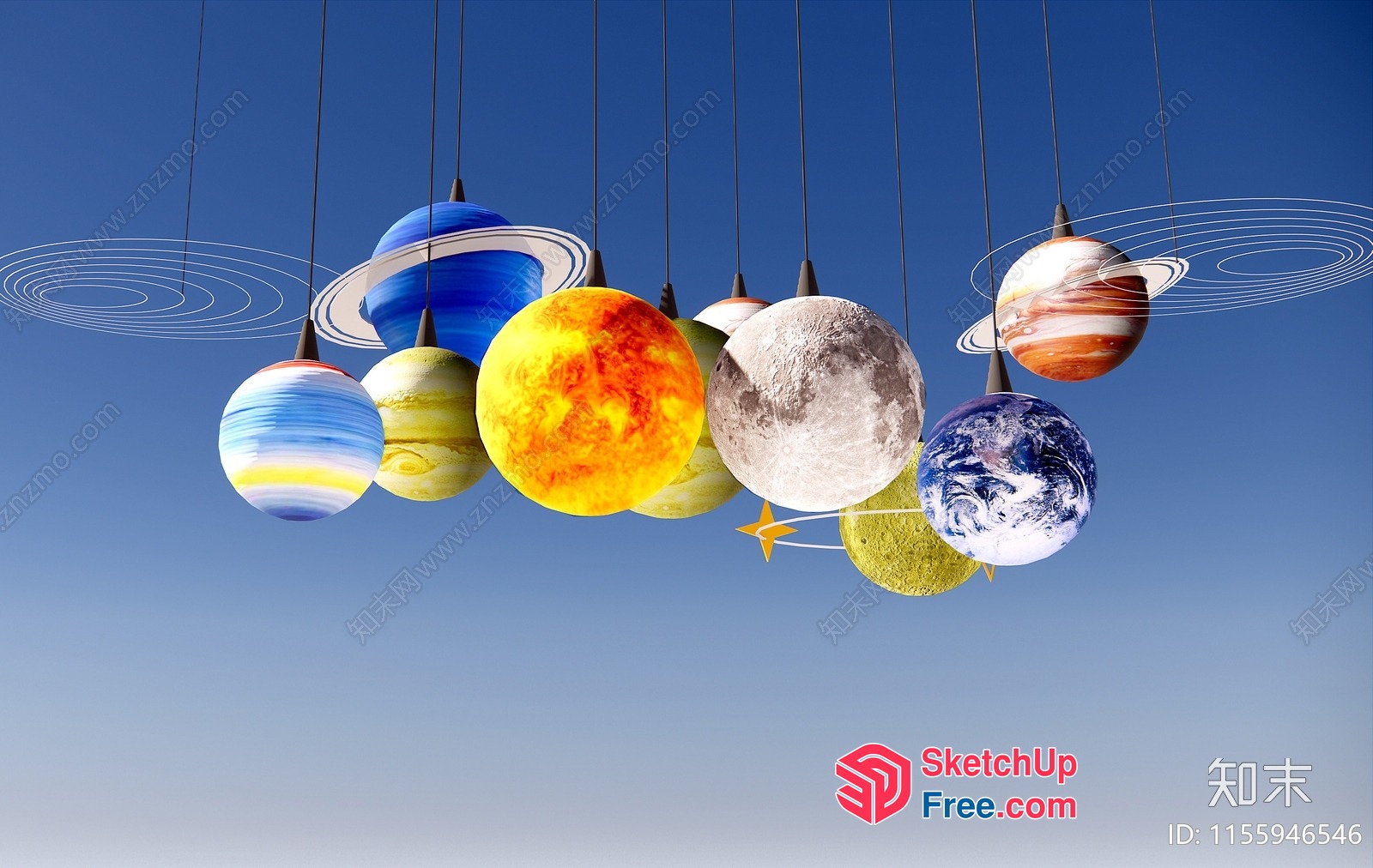 Celestial Bodies In A Chandelier-Like Arrangement 3D SketchUp File
