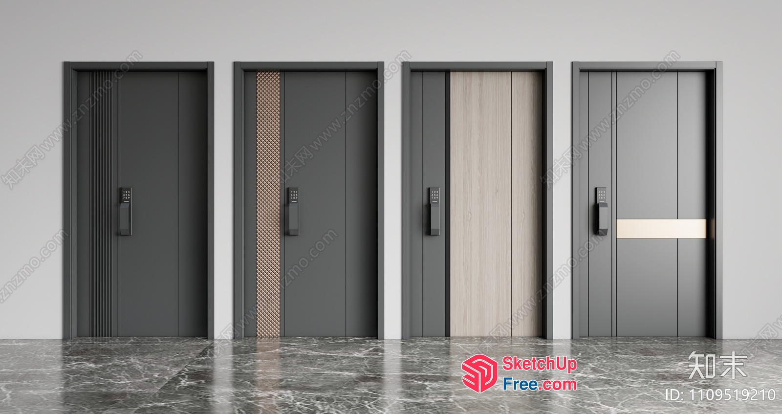 Elevator Doors In Various Styles And Colors 3D SketchUp File