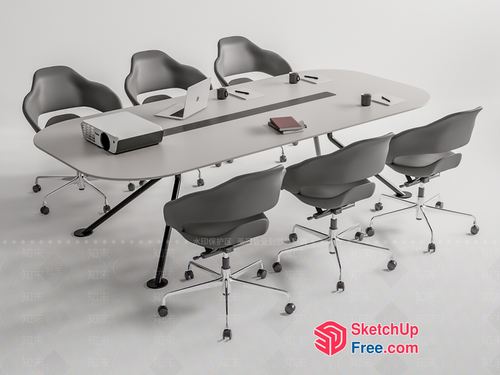 Modern Office Conference Room With Sleek Furniture 3D SketchUp File