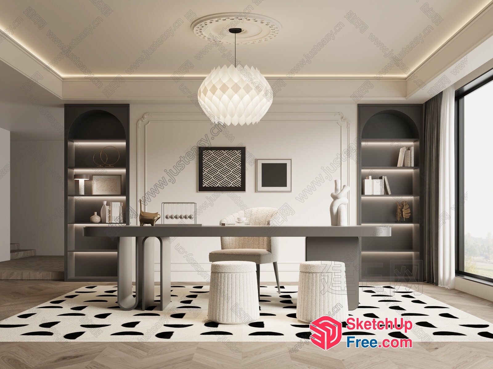 Elegant Modern Minimalist Office Interior Design 3D SketchUp File
