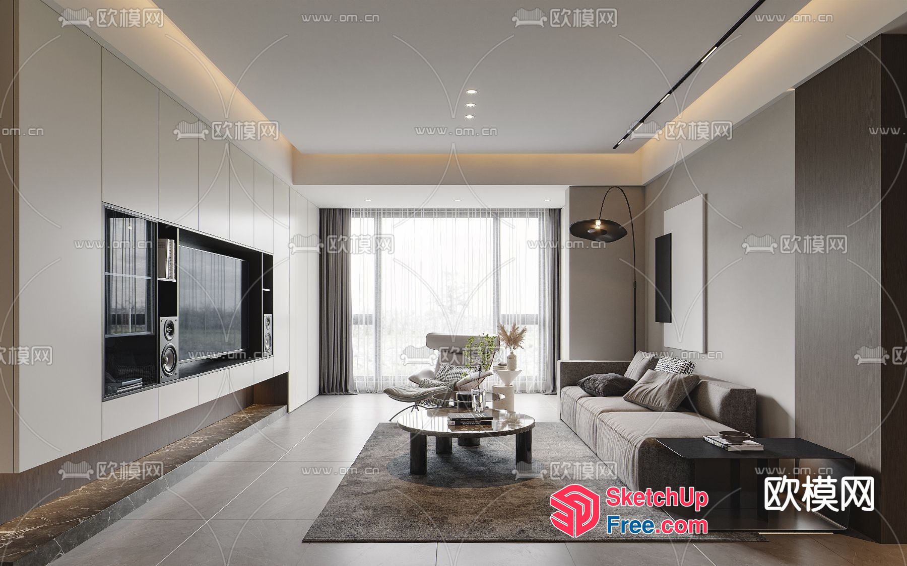 Modern Living Room With Sleek Furniture And Natural Light 3D SketchUp File