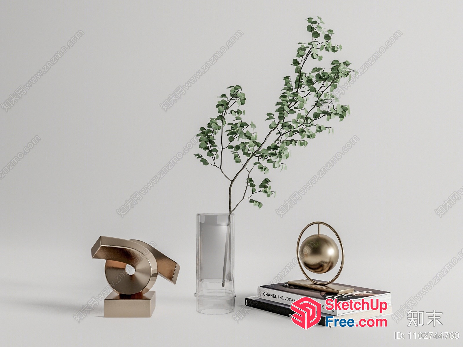 Modern Minimalist Decorative Objects With Glass Vase 3D SketchUp File