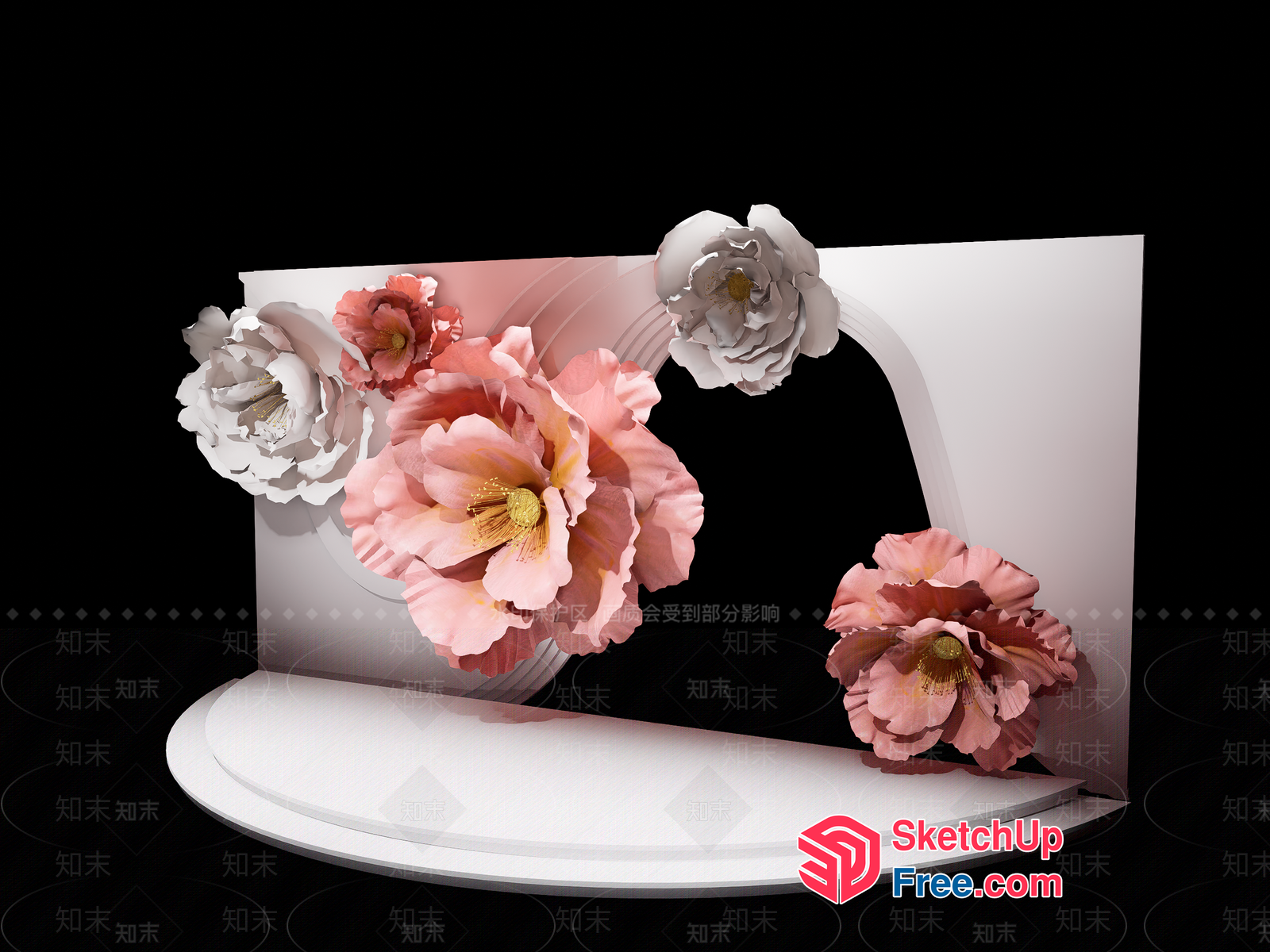 Elegant Floral Decor And Modern Archway 3D SketchUp File