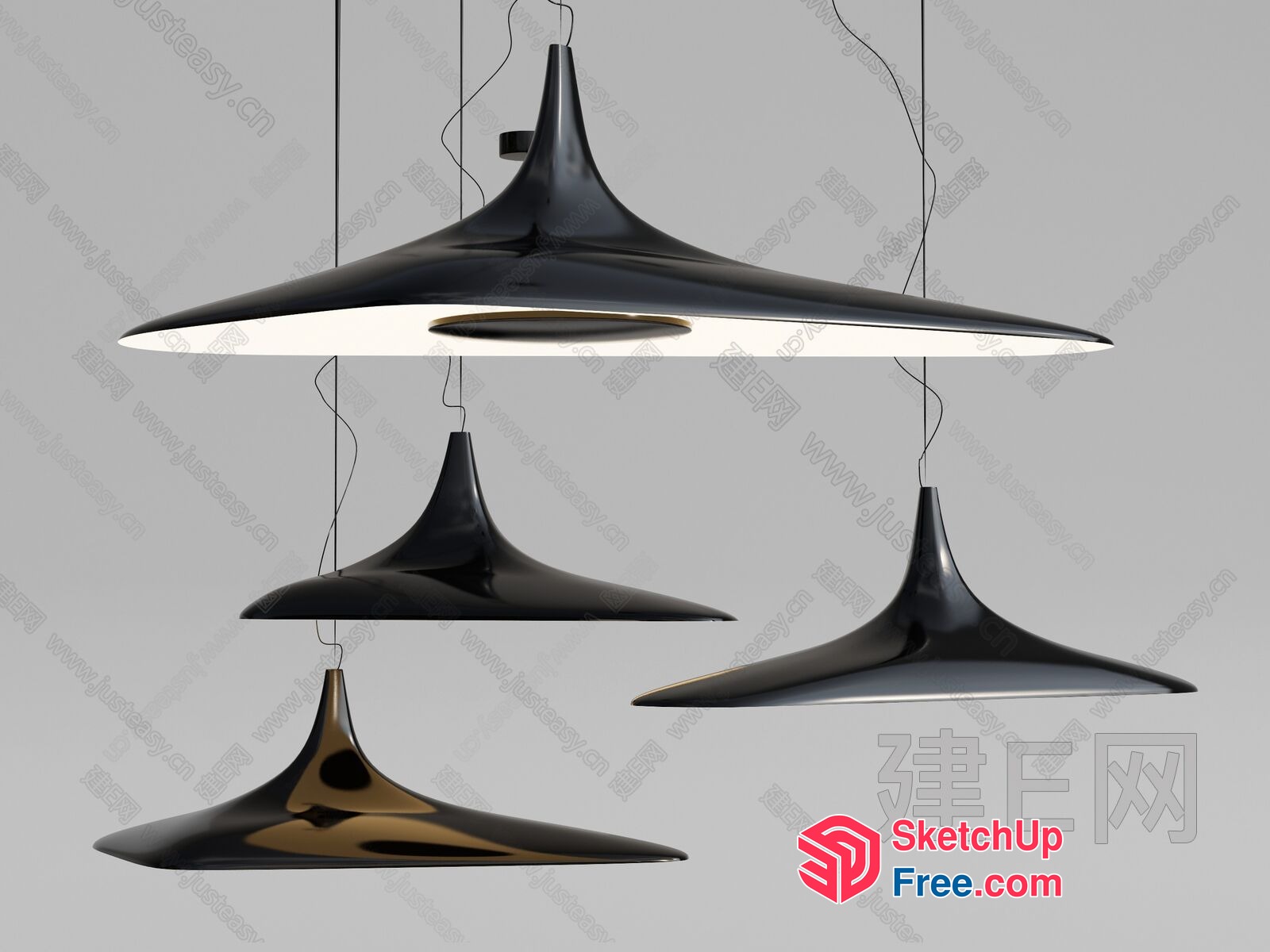 Modern Black Hanging Lights 3D SketchUp File