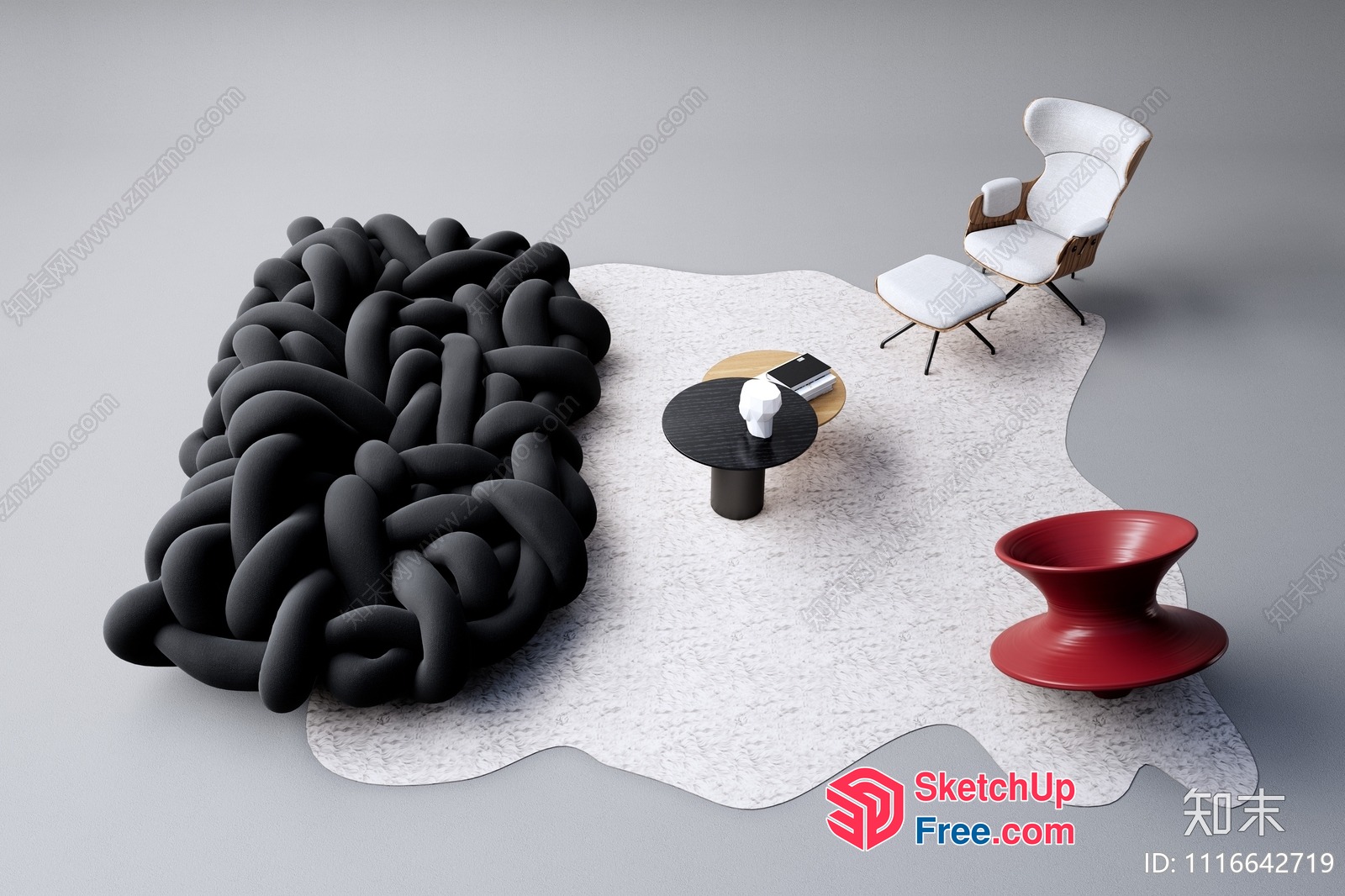 Modern Interior Furniture Arrangement 3D SketchUp File