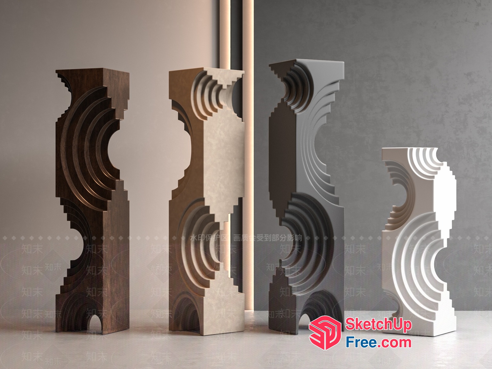 Intricate Carved Pillars 3D SketchUp File